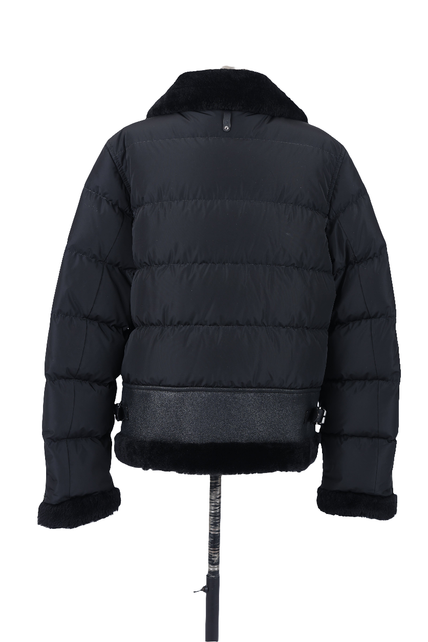 Vilma Leather Down Jacket W/ Shearling Trim