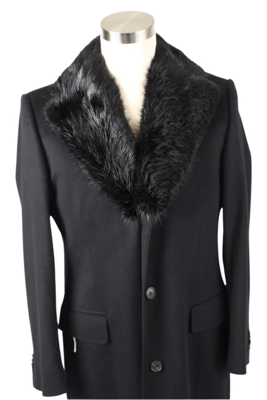 Cashmere Fox Fur Lapel Coat