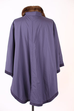 Reversible Cashmere Mink Collar Poncho -Amethyst